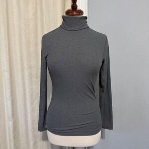 32 Degrees Heat Women Gray Turtleneck Top Long Sleeve Knit Pullover Layering S